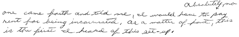 Scanned handwritten quote from a pay-to-stay lawsuit